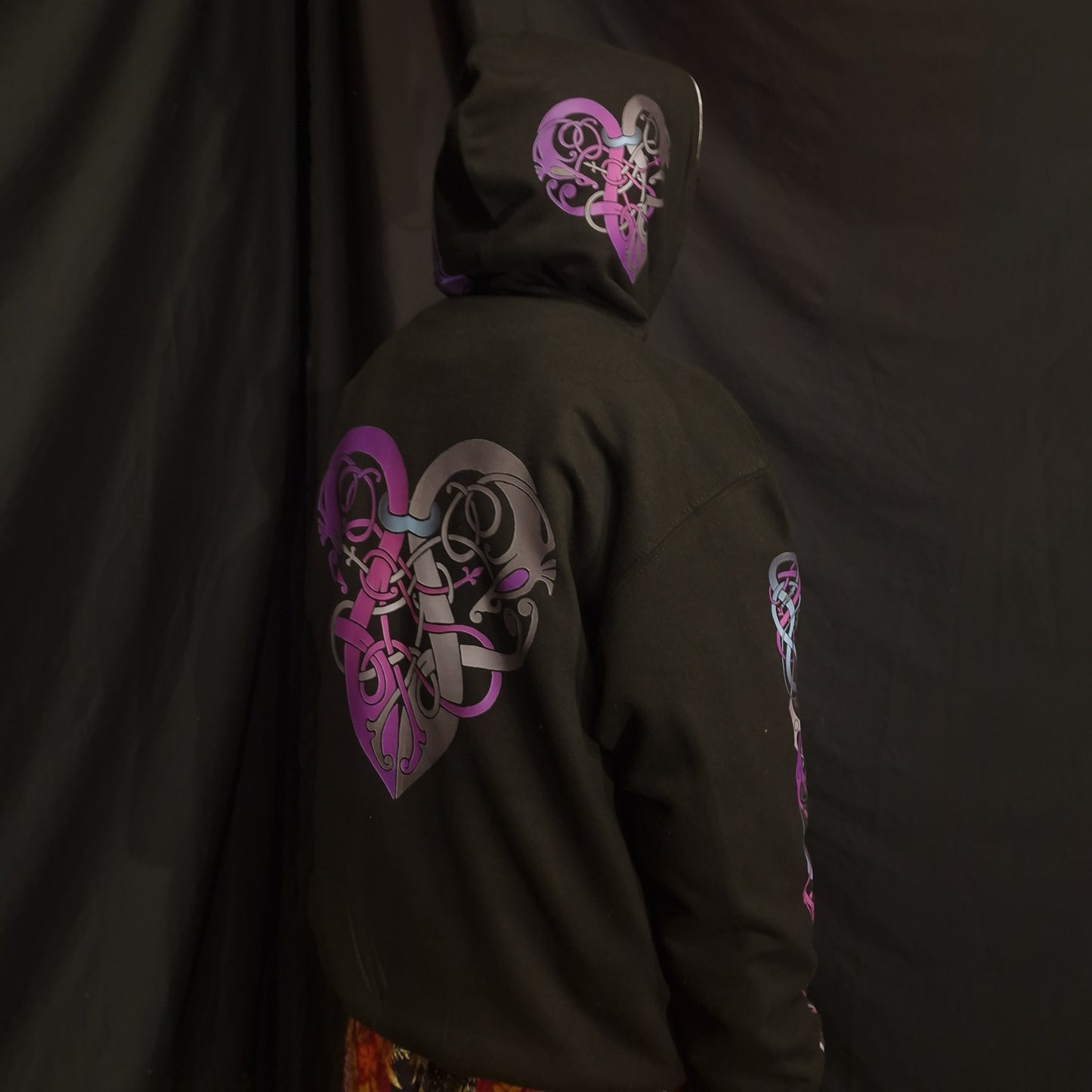 Viking Heart Hoodie - Purple & Grey