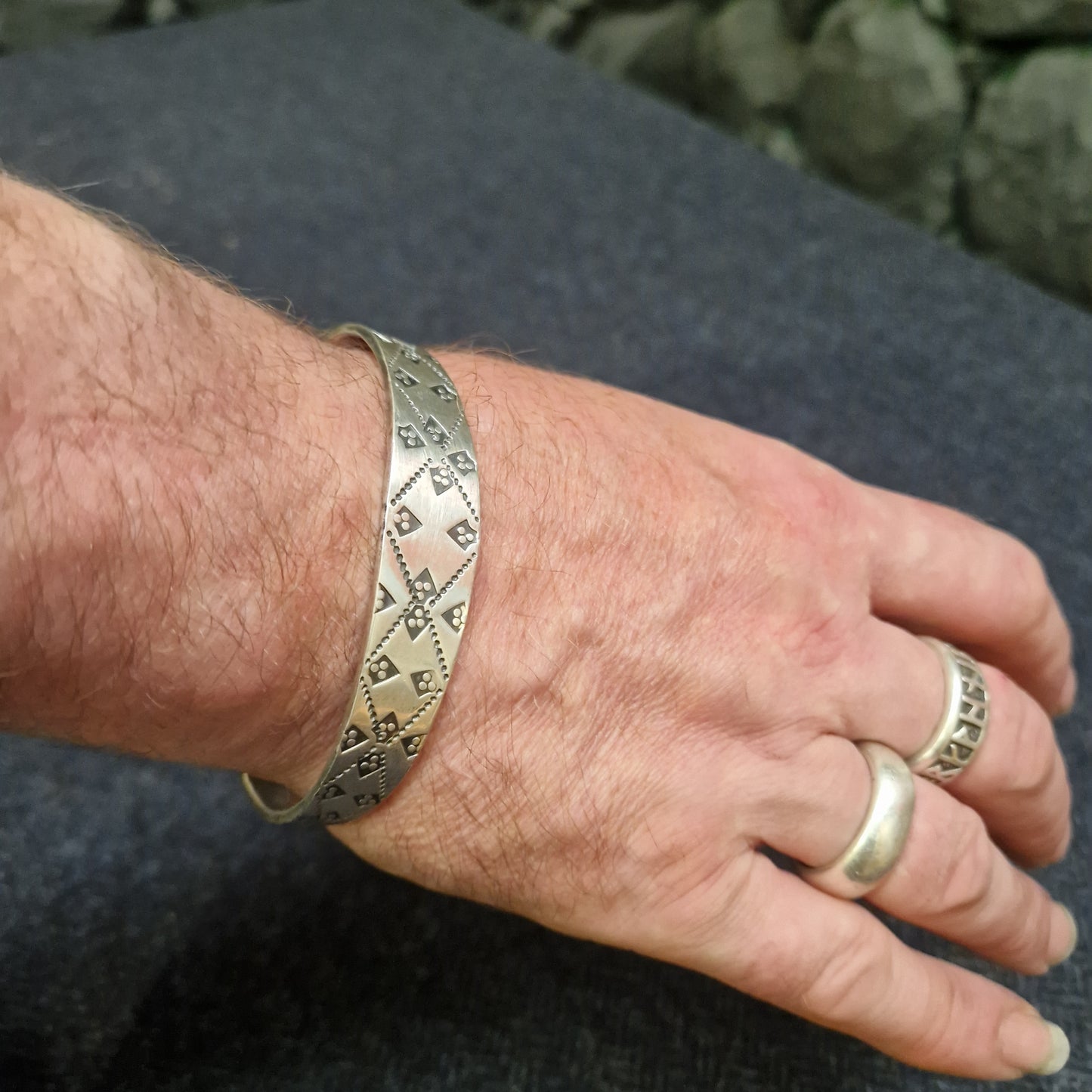 Huxley Hoard Narrow Stamped Cuff Bracelet