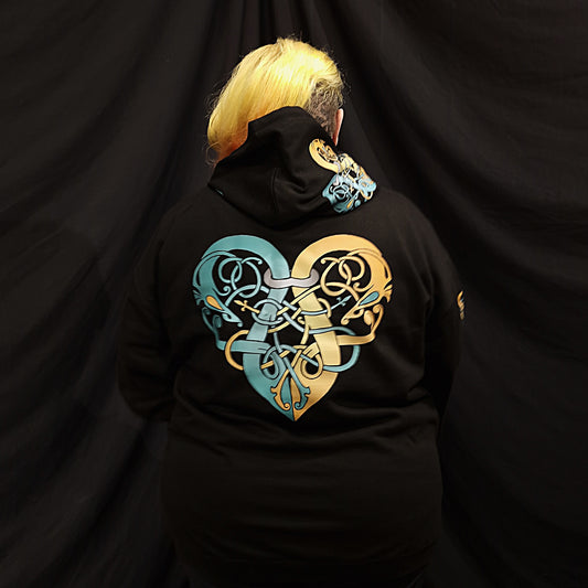 Viking Heart Hoodie - Turquoise & Yellow