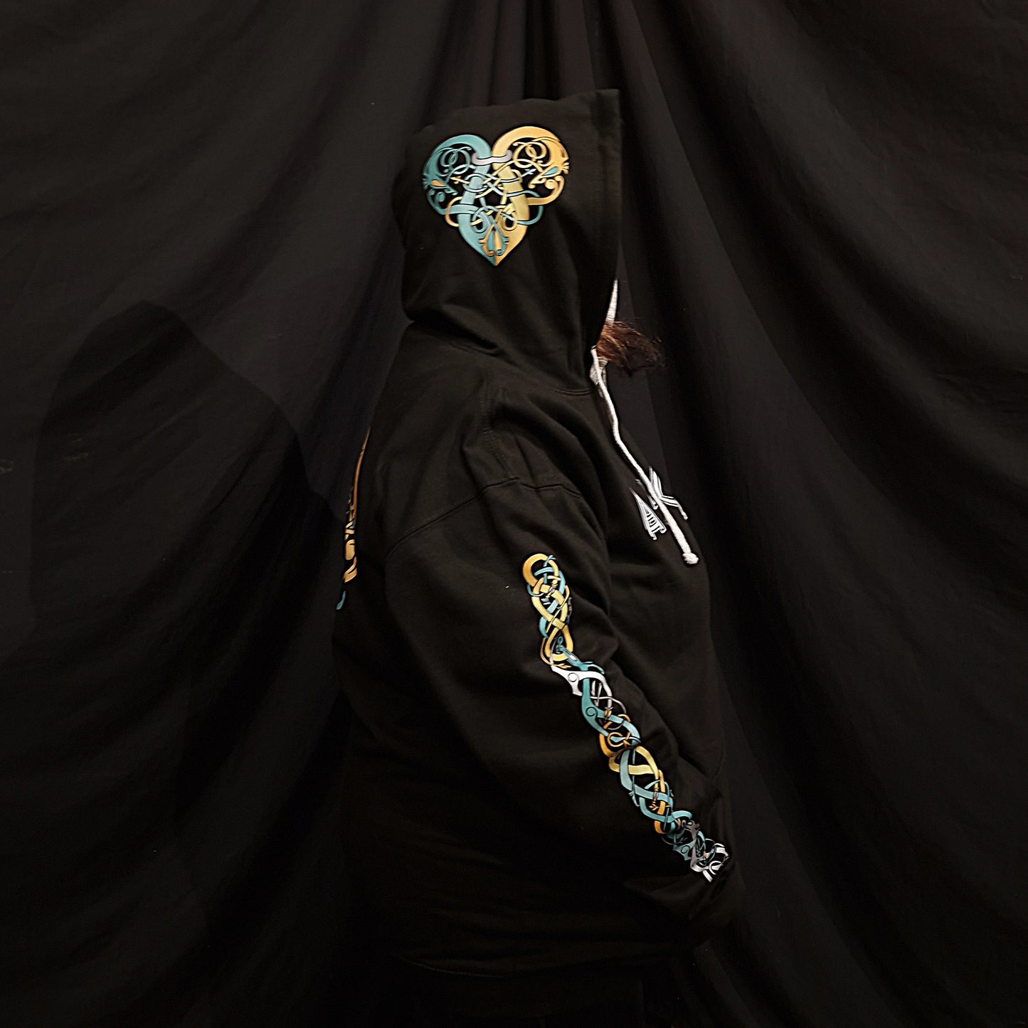 Viking Heart Hoodie - Turquoise & Yellow