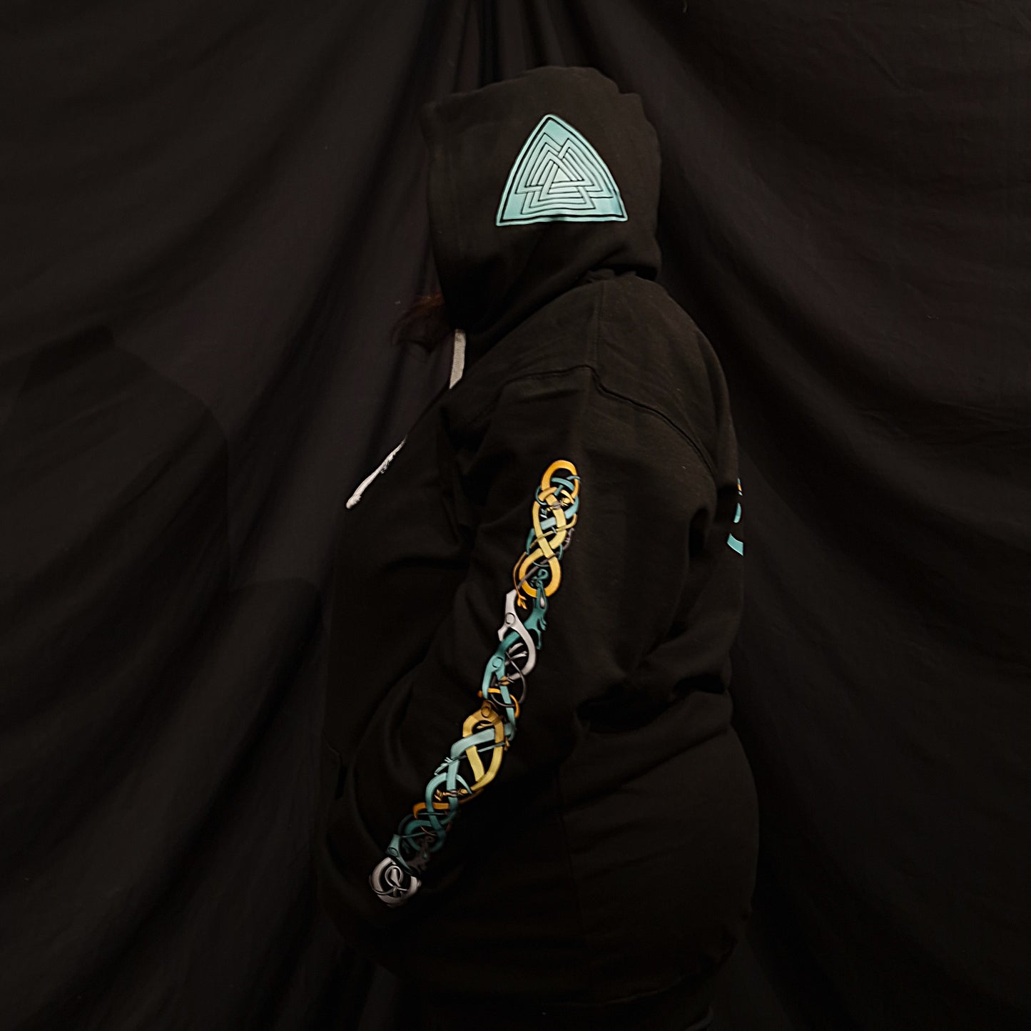 Viking Heart Hoodie - Turquoise & Yellow