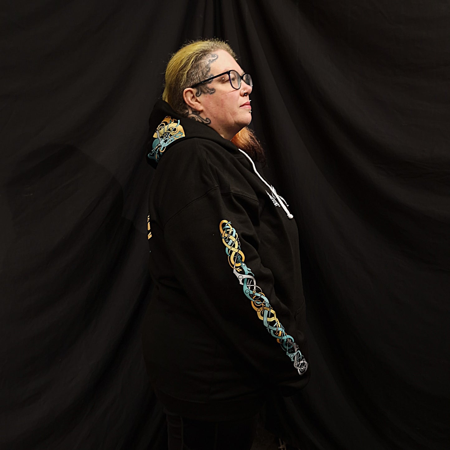 Viking Heart Hoodie - Turquoise & Yellow