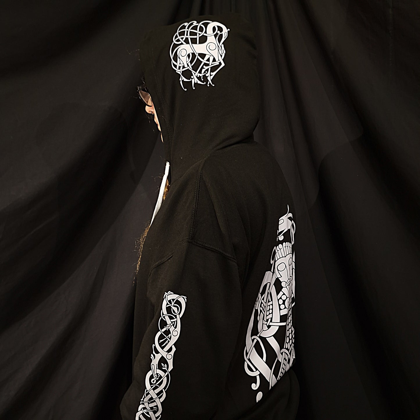 Loki Bound Zip Up Hoodie - Grey print on Black