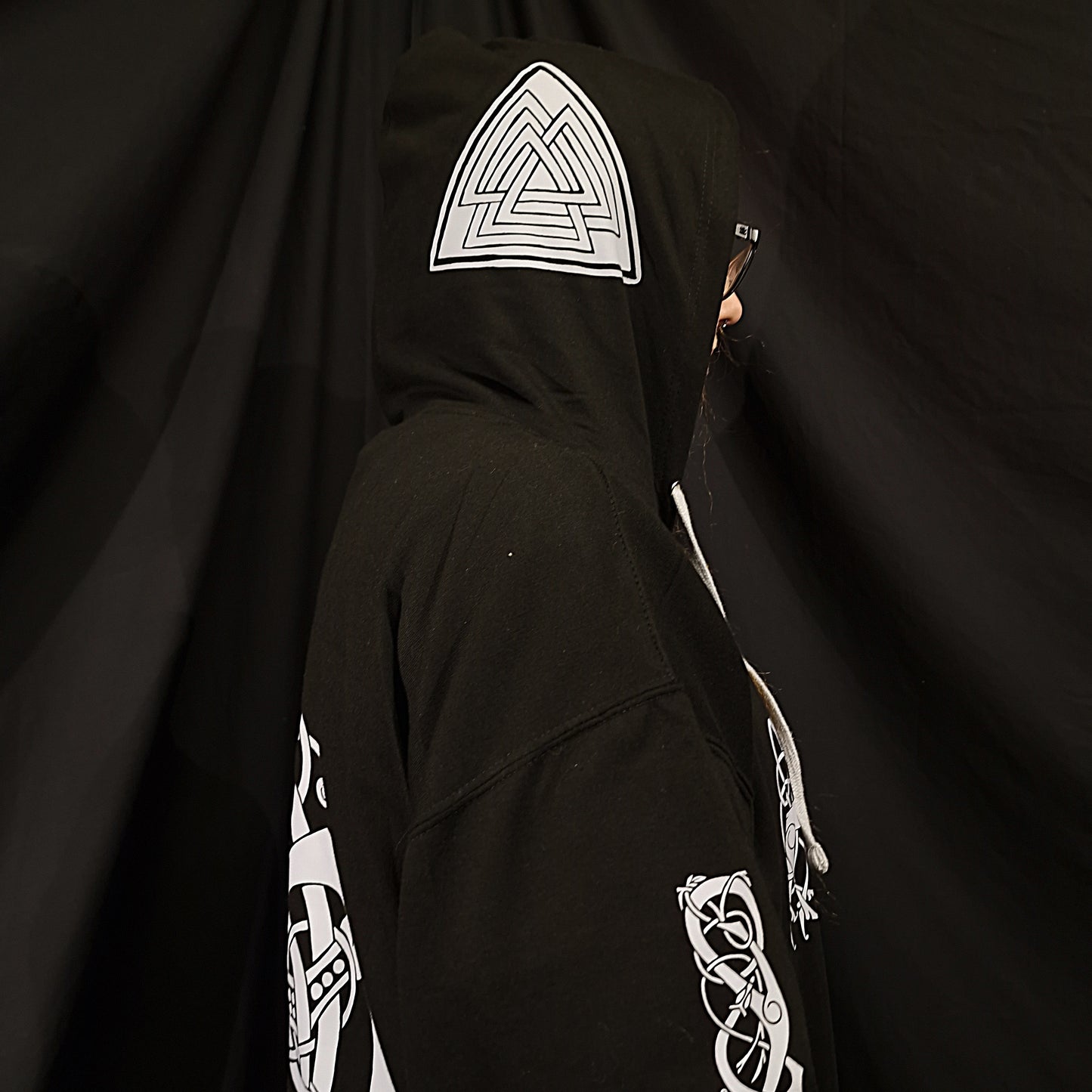 Loki Bound Zip Up Hoodie - Grey print on Black