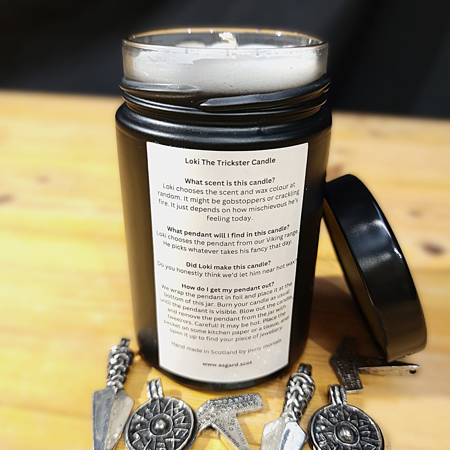 Loki the Trickster Mystery Scent Candle with Hidden Pendant