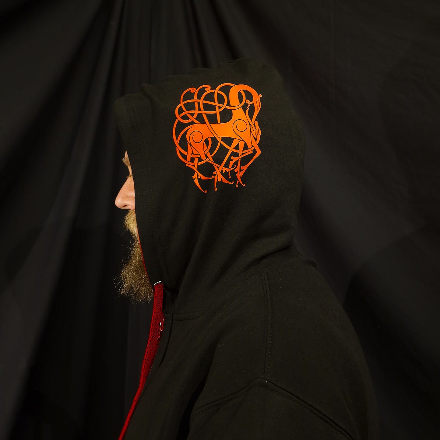 Loki Bound Zip Up Hoodie - Red print on Black