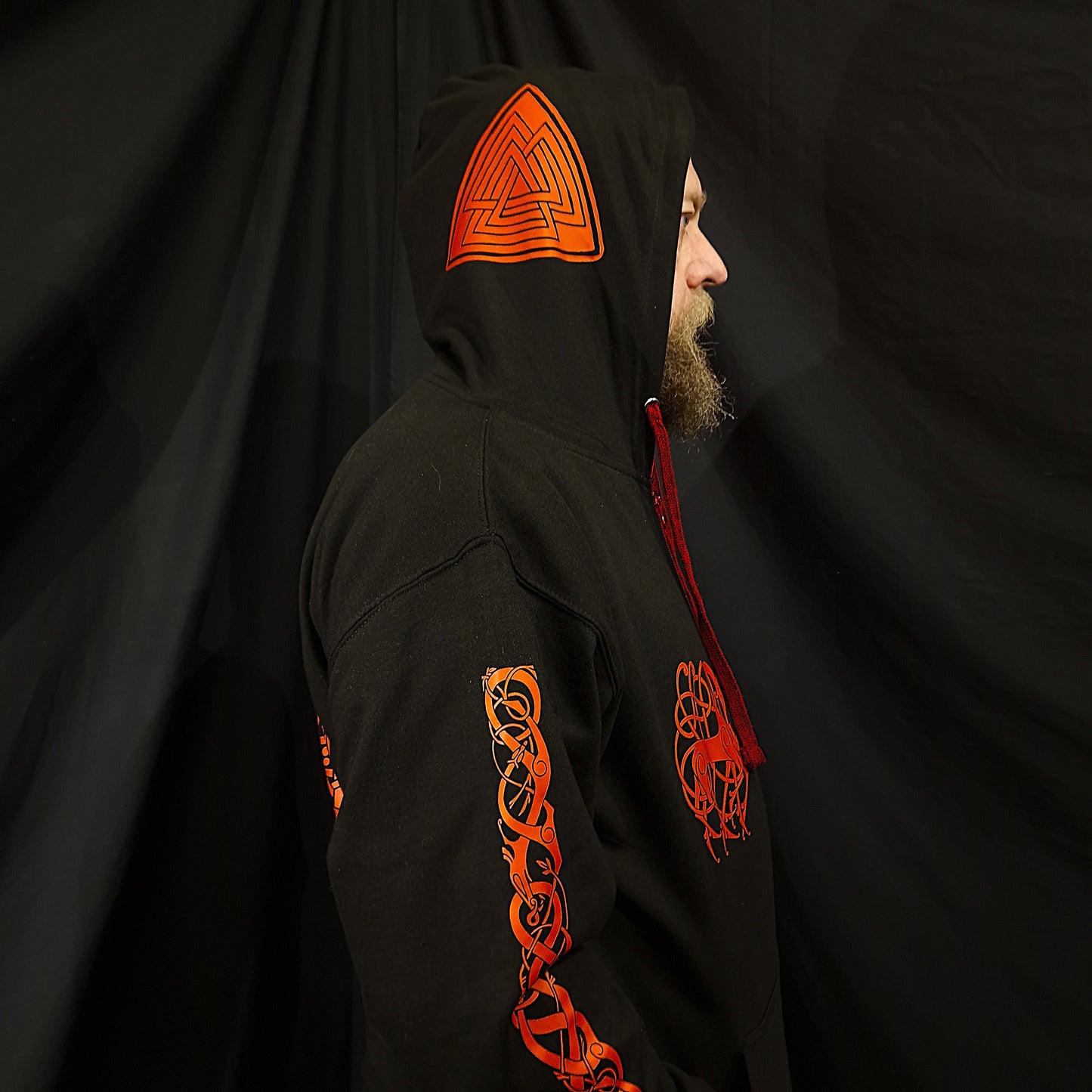 Loki Bound Zip Up Hoodie - Red print on Black