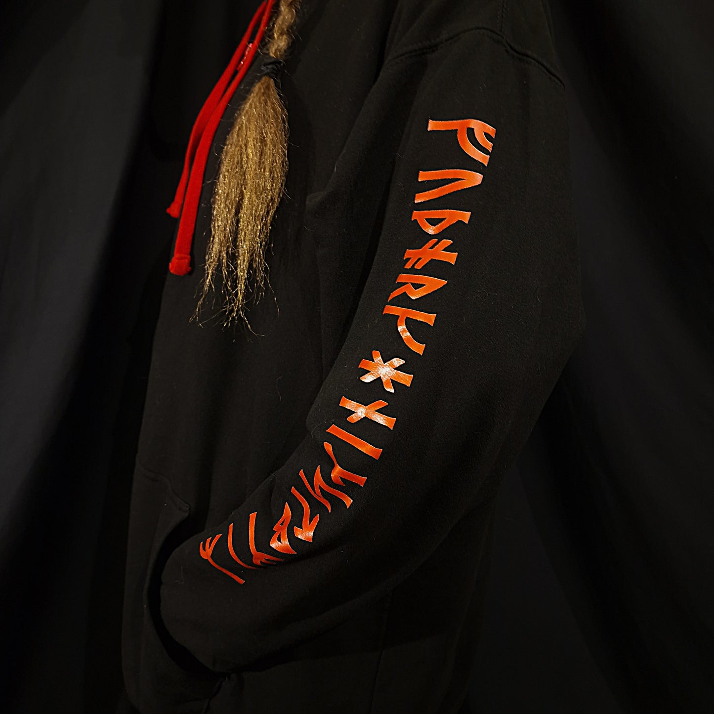 Odin Zip Up Hoodie - Red print on Black