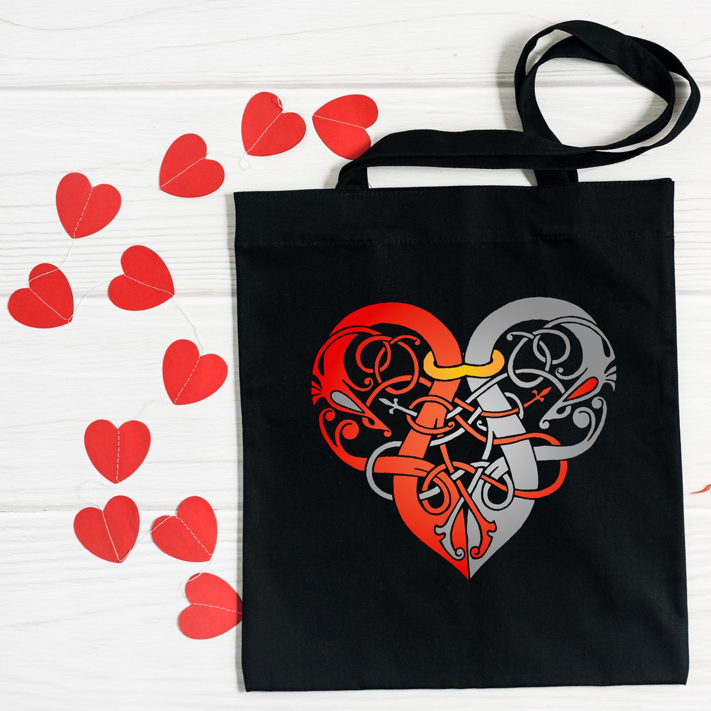 Viking Heart Red & Grey Tote Bag