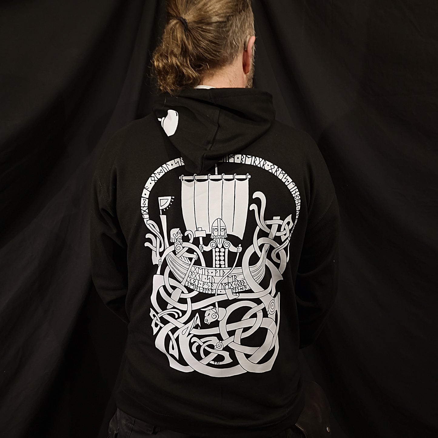 Thor Zip Up Hoodie - Grey print on Black