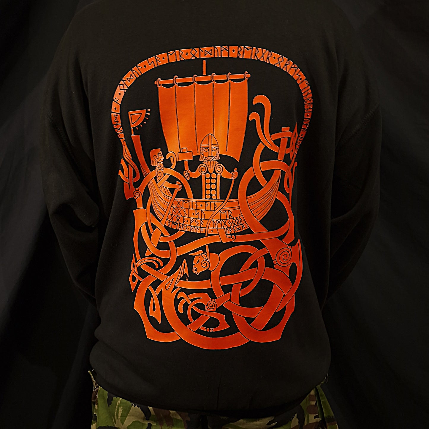 Thor Zip Up Hoodie - Red print on Black