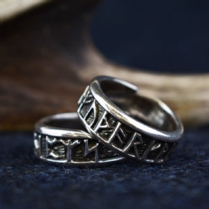 925 Sterling Silver Adjustable Rune Ring