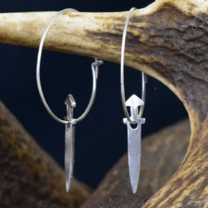 Sterling Silver Viking Charm Sword Earrings( Pair)