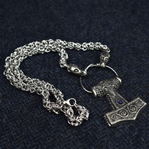 Blue Skane Hammer on Dragon Chain - Long Chain