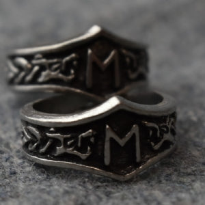 Ehwaz Letter E Rune Ring - Adjustable