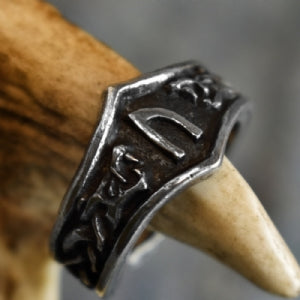 Uruz Letter U or V Rune Ring - Adjustable