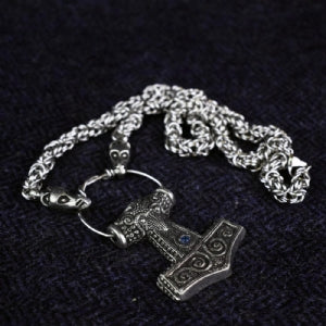 Blue Skane Hammer on Dragon Chain - Long Chain