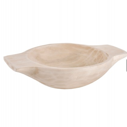 Hand-Carved Wooden Bowl with Handles, approx. 16 x 10 cm