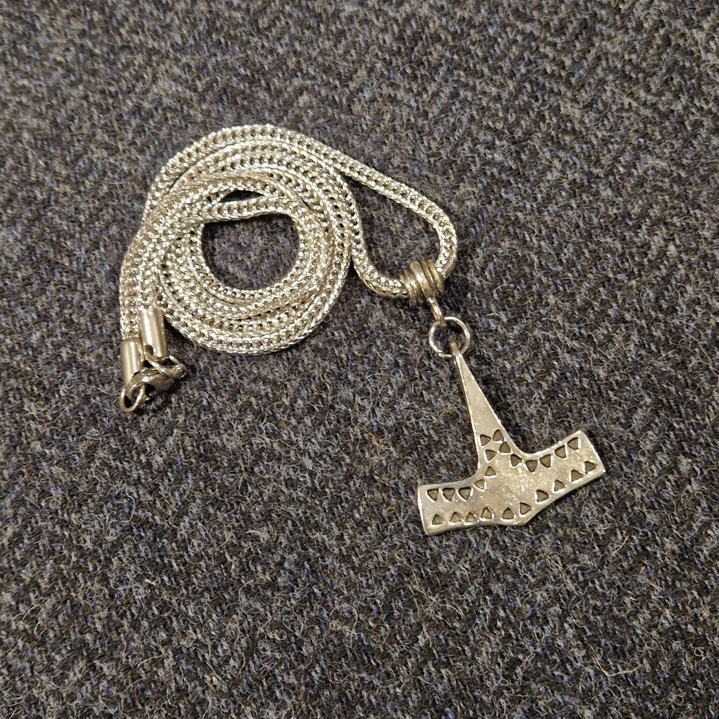 Danish Hammered Hammer on Etruscan Chain