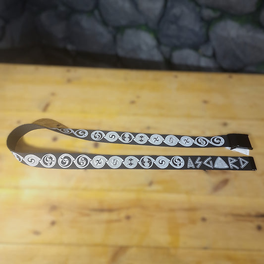 Pictish Spiral Printed Belt - Black & White