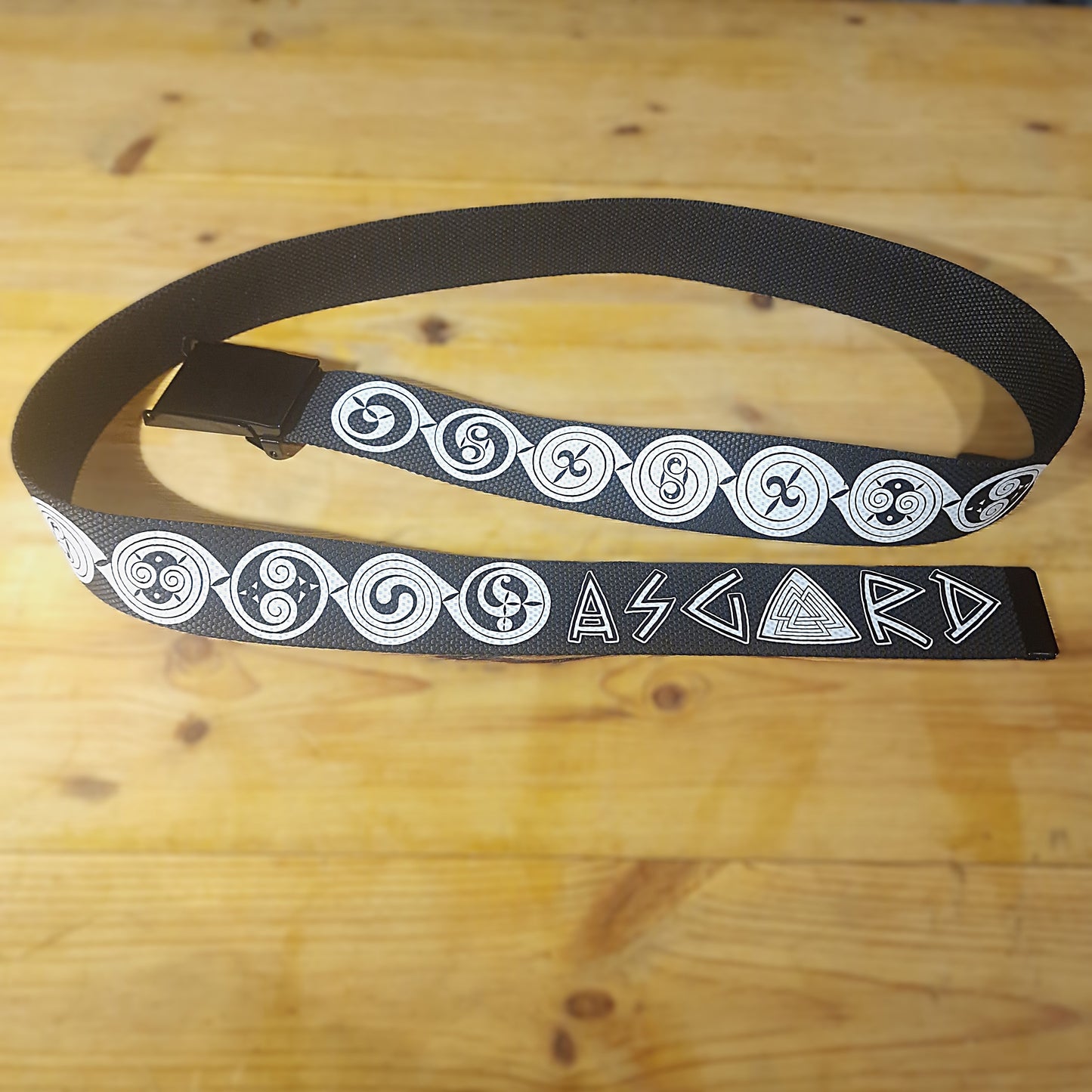 Pictish Spiral Printed Belt - Black & White