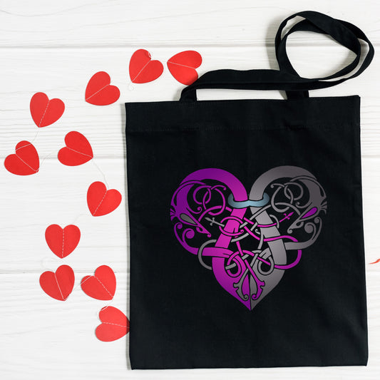 Viking Heart Purple & Grey Tote Bag