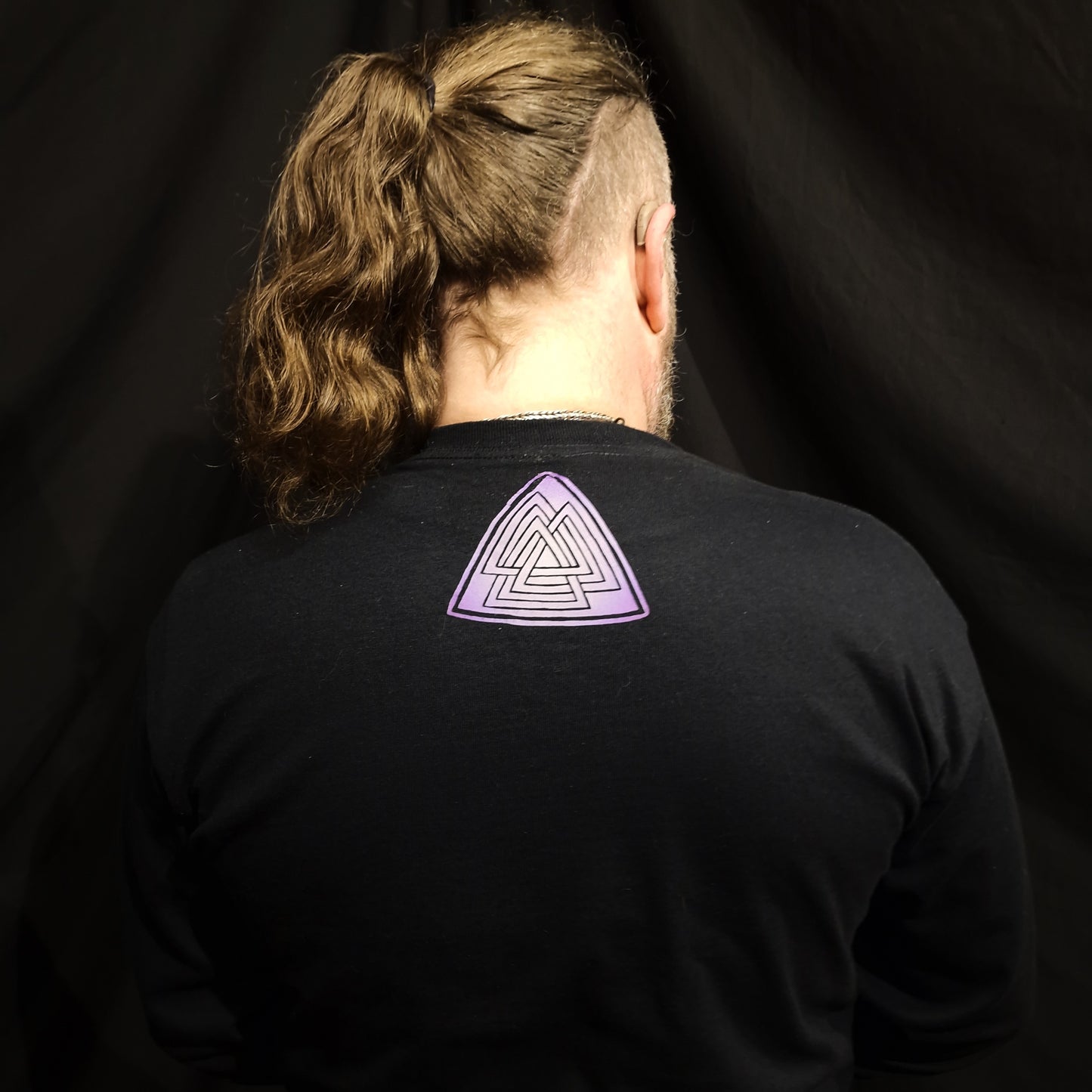 Viking Heart Purple & Grey Unisex Black Long Sleeve T-shirt