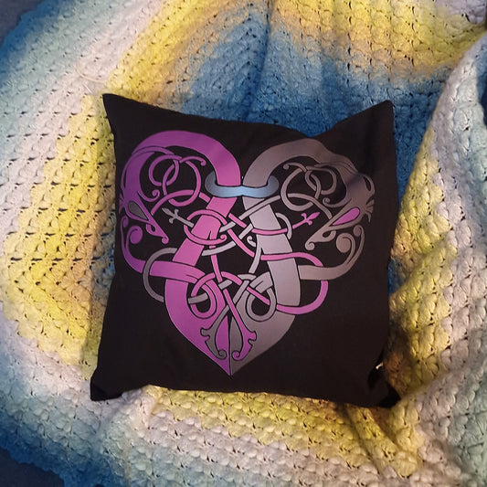 Purple & Grey Viking Heart Cushion