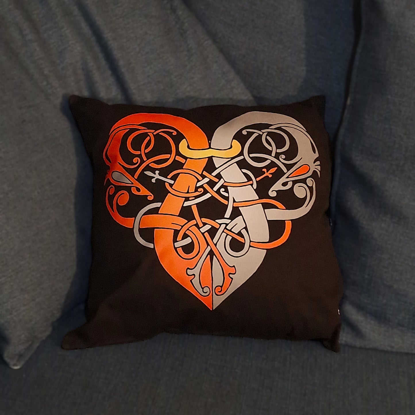 Red & Grey Viking Heart Cushion