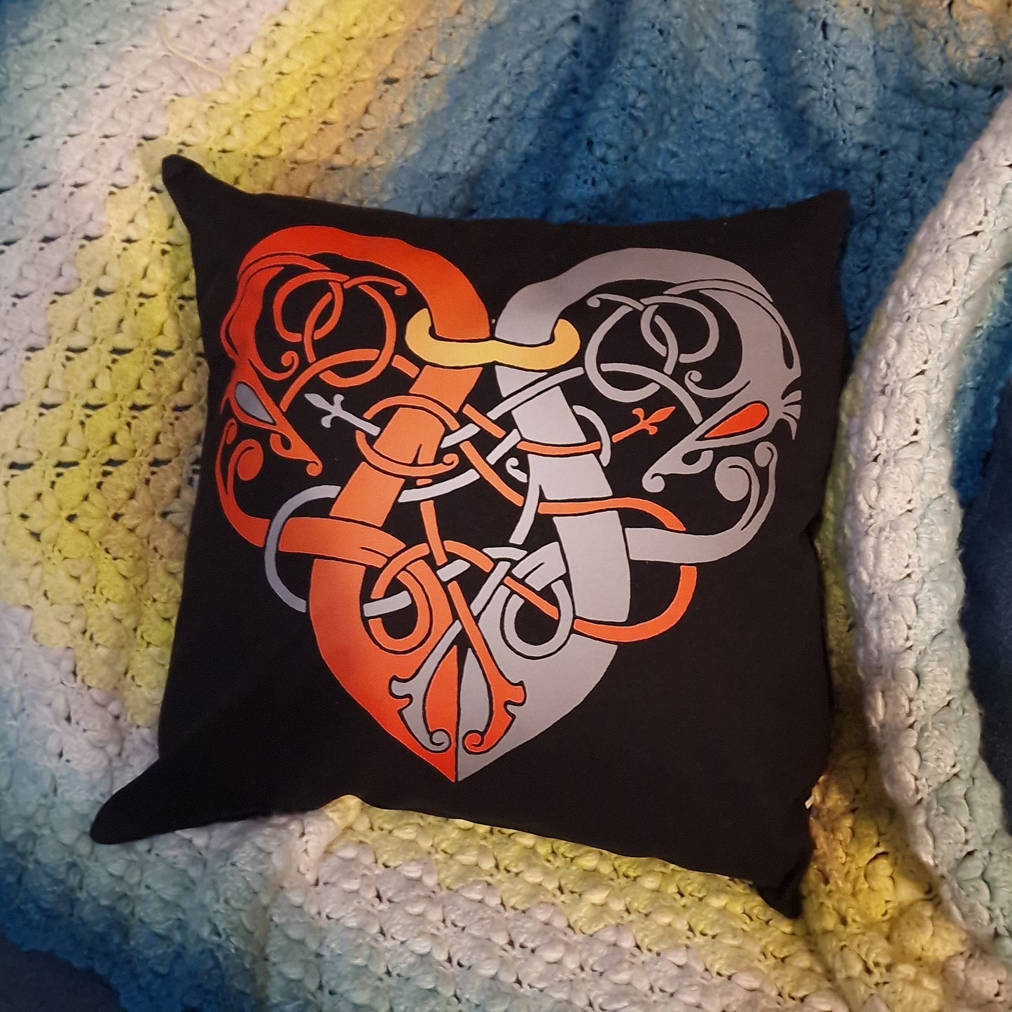 Red & Grey Viking Heart Cushion