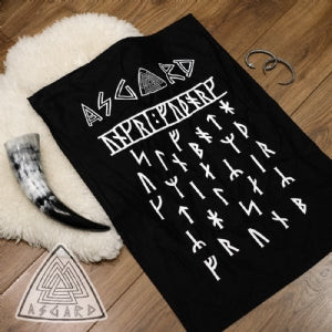 Black Scattered Runes Tea Towel