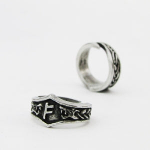 Fehu Letter F Rune Ring - Adjustable
