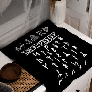 Black Scattered Runes Tea Towel
