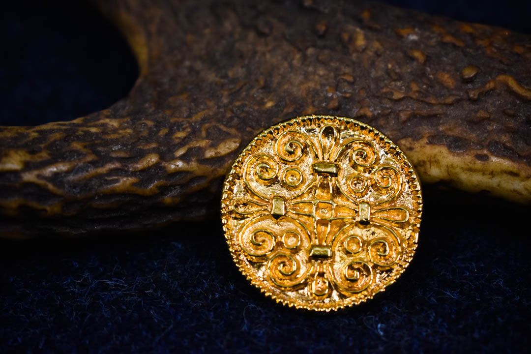 Jorvik Scroll Work Brooch - Gold Plated