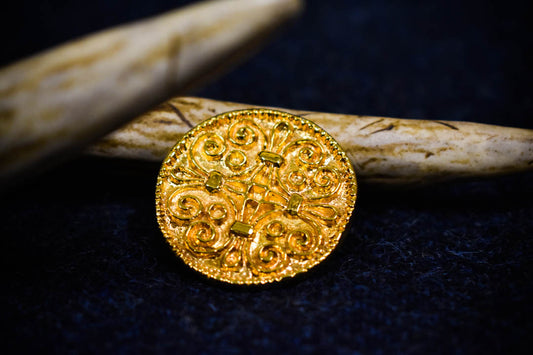 Jorvik Scroll Work Brooch - Gold Plated