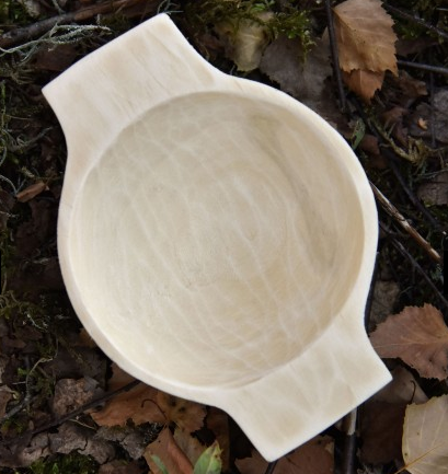 Hand-Carved Wooden Bowl with Handles, approx. 16 x 10 cm
