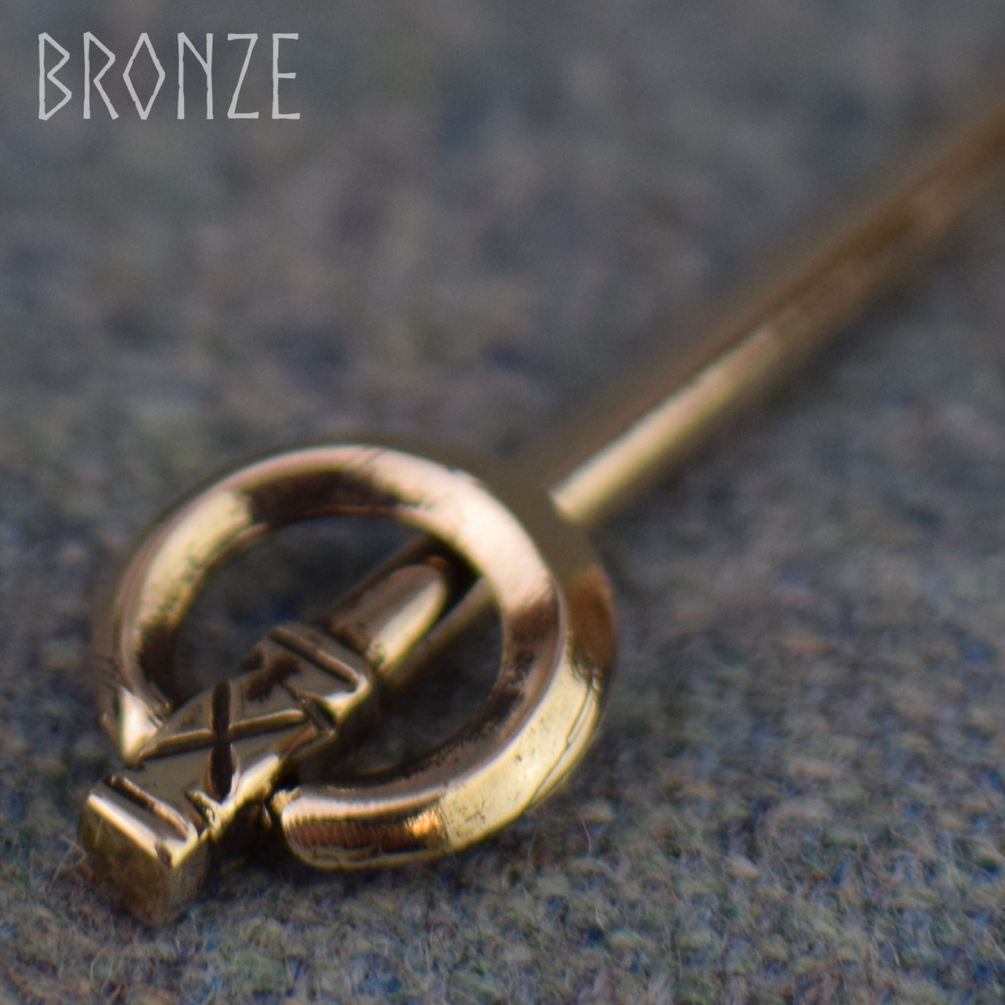 Bronze Baluster Ring Pin - Cross Design